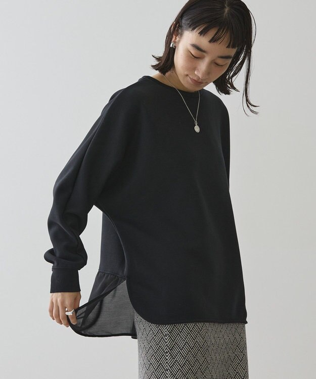 AMERICAN HOLIC ドルマン異素材ポンチプルオーバー Black