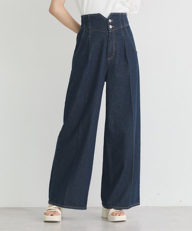 earth music&ecology ハイウエストデニムパンツ Indigo
