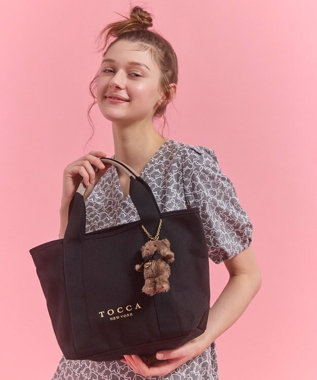 TOCCA 【ぬいぐるみチャーム付き】TOCCA AMICO CANVAS TOTE キャンバストート ブラック系