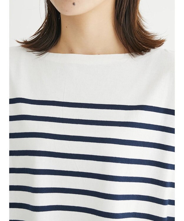 Green Parks パネルボーダーチュニック Navy