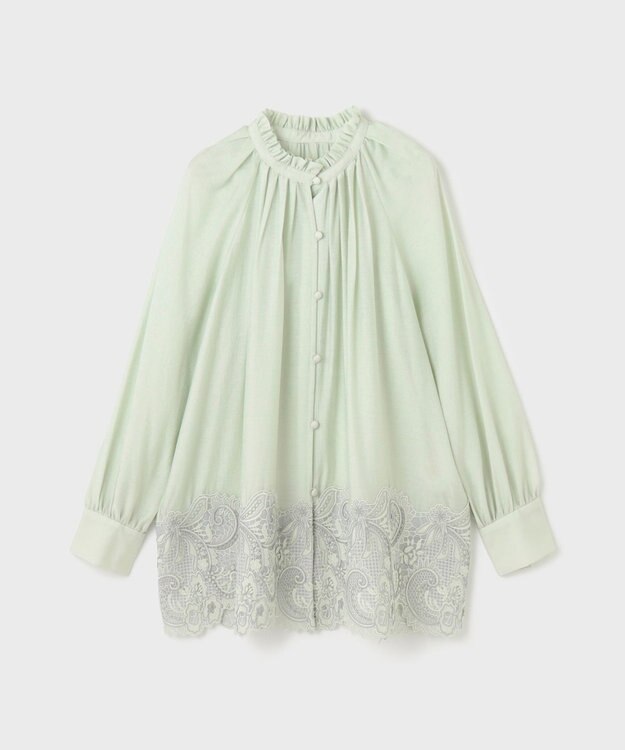 GRACE CONTINENTAL ヘムレースギャザートップ ライトグリーン