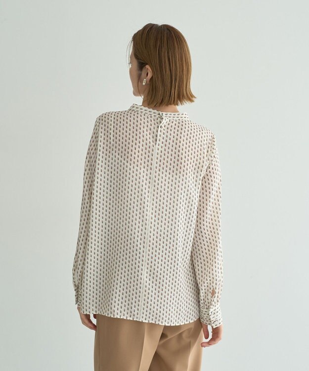 YECCA VECCA ジオメ柄ボウタイブラウス Ivory