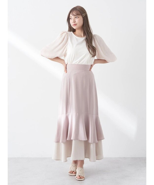 earth music&ecology ラメスリーブプルオーバー Ivory