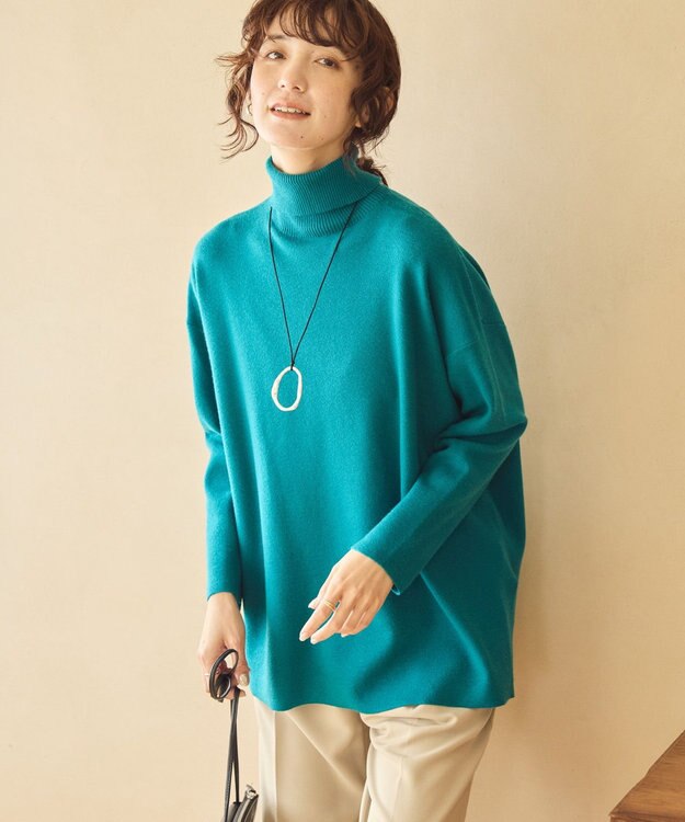 AMERICAN HOLIC バイパチタートルネックニットロングプルオーバー Turquoise Blue