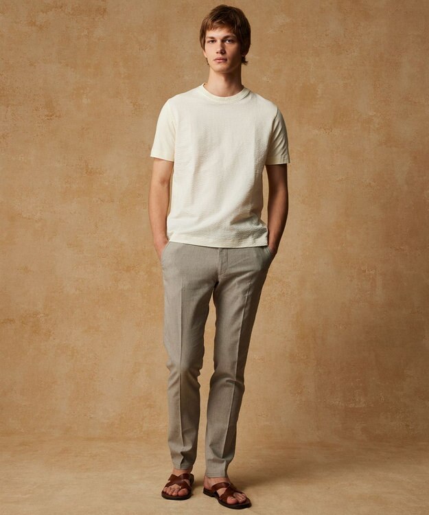 JOSEPH ABBOUD 【オーガニックコットン使用・日本製】JOEコットンサッカークルーネック Tシャツ ライトグリーン系