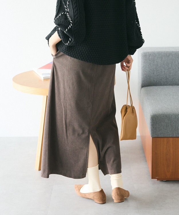 CRAFT STANDARD BOUTIQUE カットコーデュロイタイトスカート Charcoal Gray