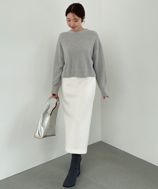 UNFILO L ラメシャギー  ニット グレー