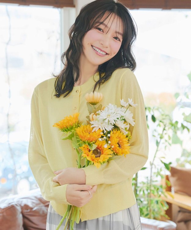 Tiaclasse 麻タッチカーディガン イエロー