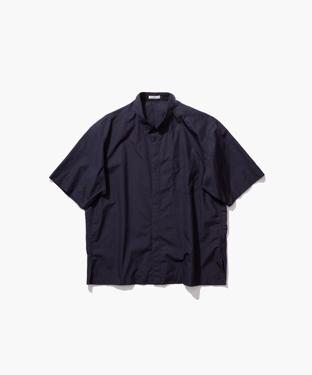 ATON SUVIN BROAD | ウォッシュハーフスリーブシャツ - UNISEX NAVY