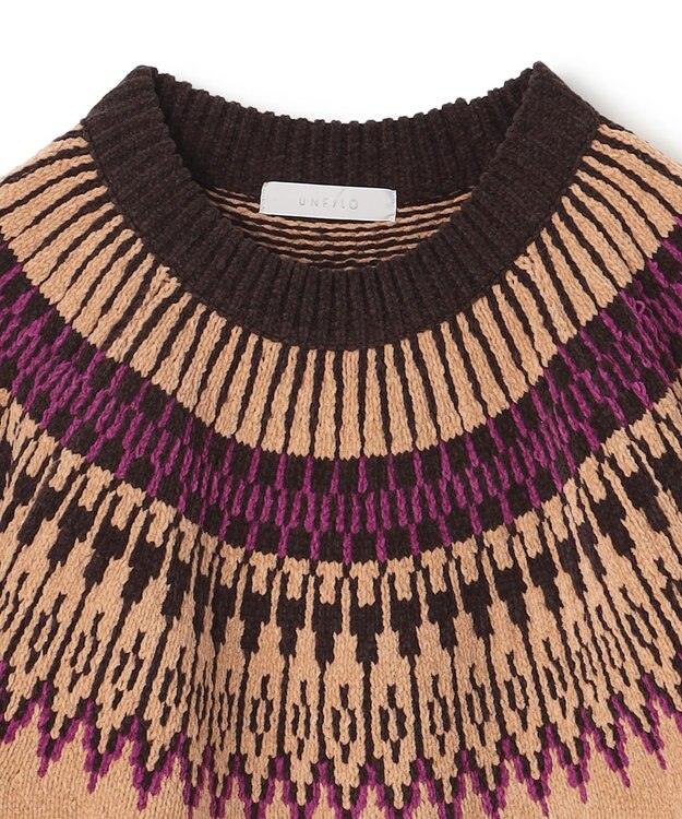 UNFILO MENS ライトモール ノルディックニット キャメル×ブラウン