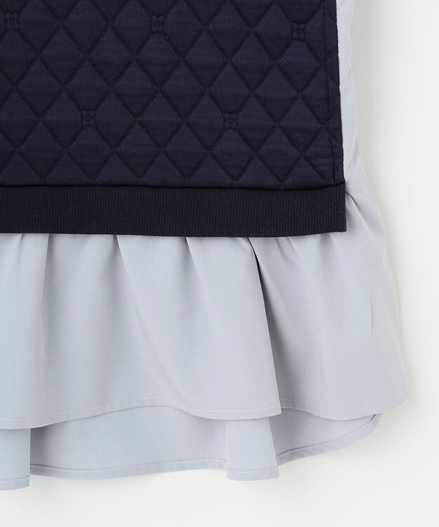 組曲 KIDS 【150-160㎝】フラワーキルトレイヤード トップス ネイビー系