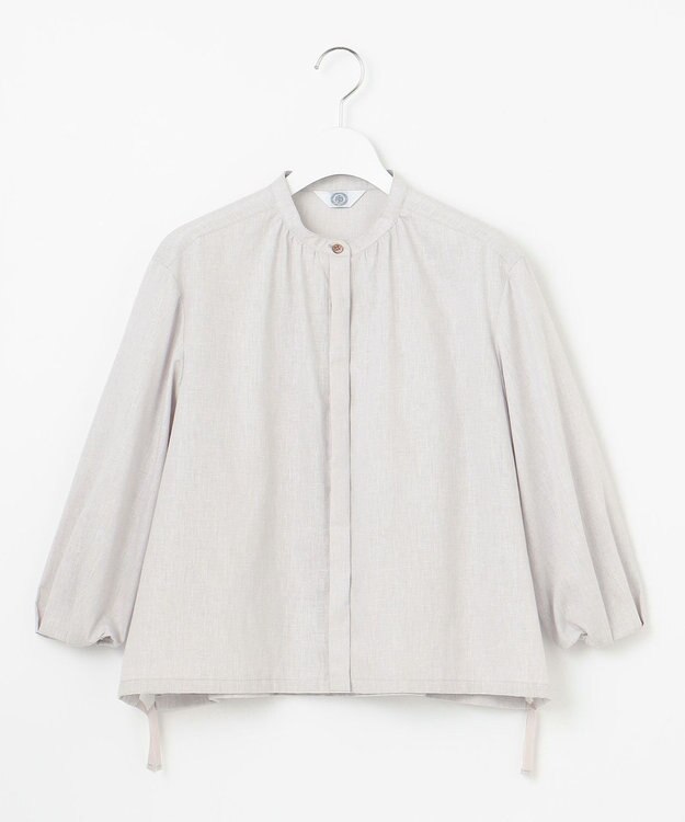 J.PRESS LADIES 【洗える・接触冷感・吸水速乾】麻SOLID バンドカラー シャツ ブラウス グレージュ系