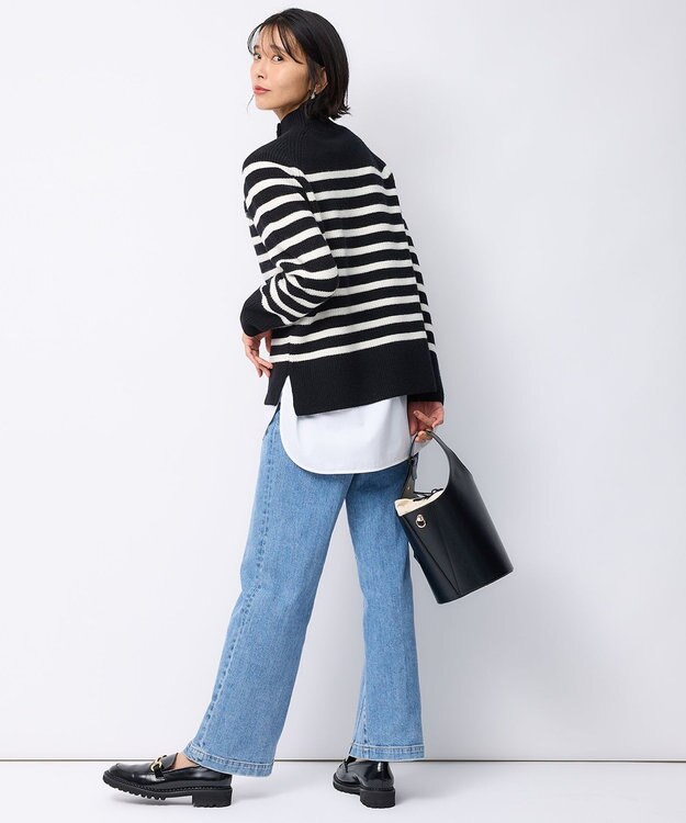 23区 【洗える】コットンベアジャージーコンビ カットソー ホワイト系