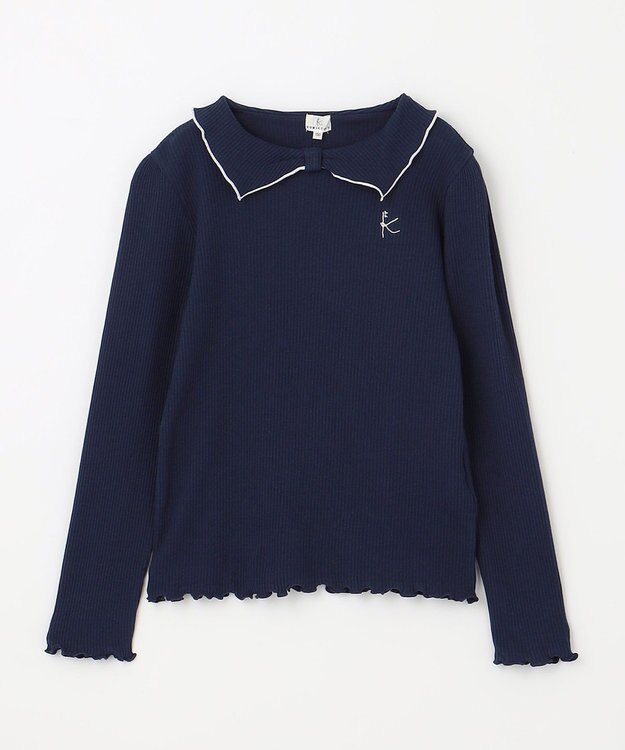 組曲 KIDS 【150-160㎝】リブリボン トップス ネイビー系