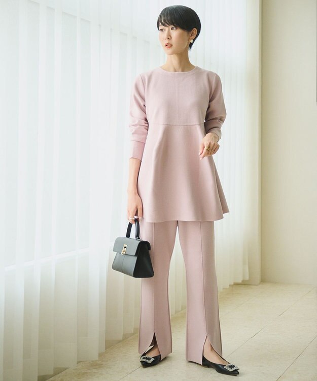 #Newans 【洗える】フォルムペプラムチュニックニット ピンク