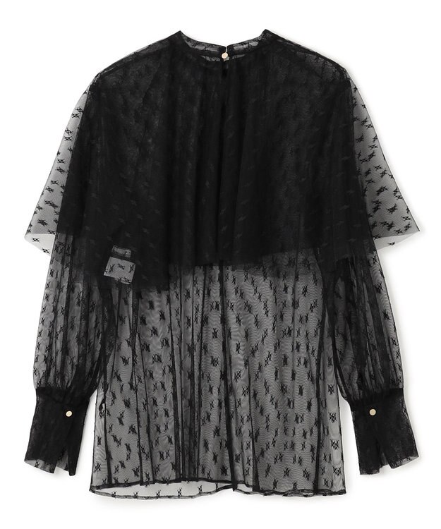 BEIGE， 【洗える・Oggi 11月号掲載】CLOVIS / ケープデザイン総レースブラウス Black