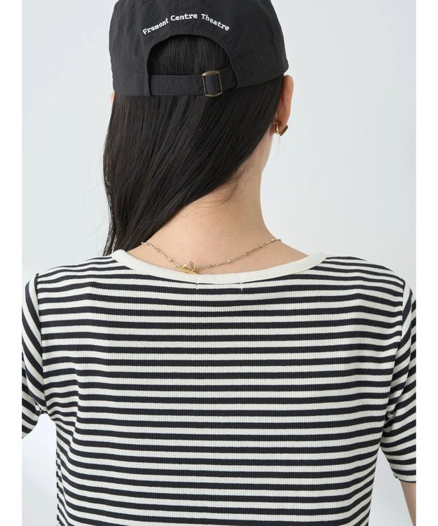 earth music&ecology ＳＥＴ２点ボーダーカーディガン＋キャミ Black