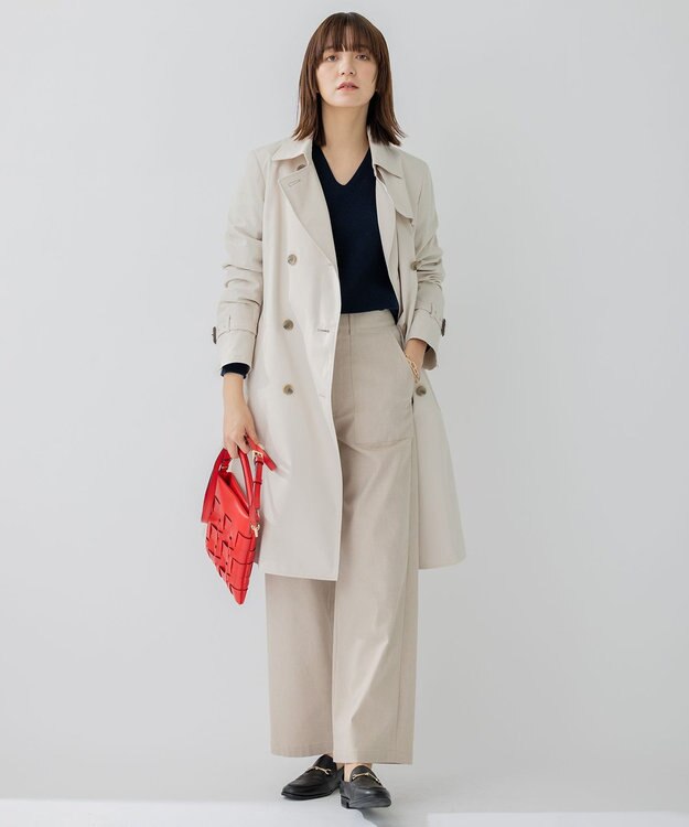 23区 S コットンポリエステルギャバジン ロング トレンチコート ベージュ系