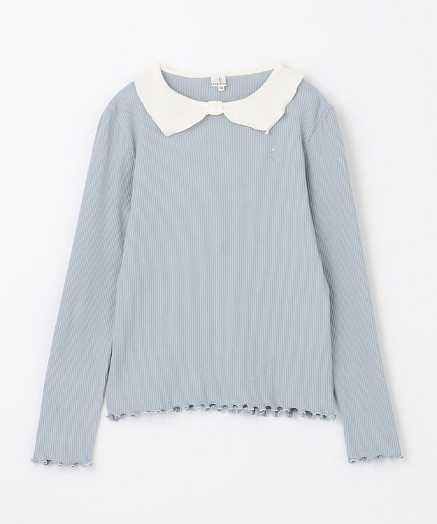 組曲 KIDS 【150-160㎝】リブリボン トップス サックスブルー系