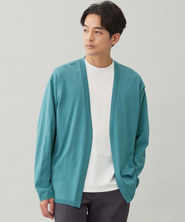 UNFILO MENS アラエルエアリーシアーカーデ ブルー