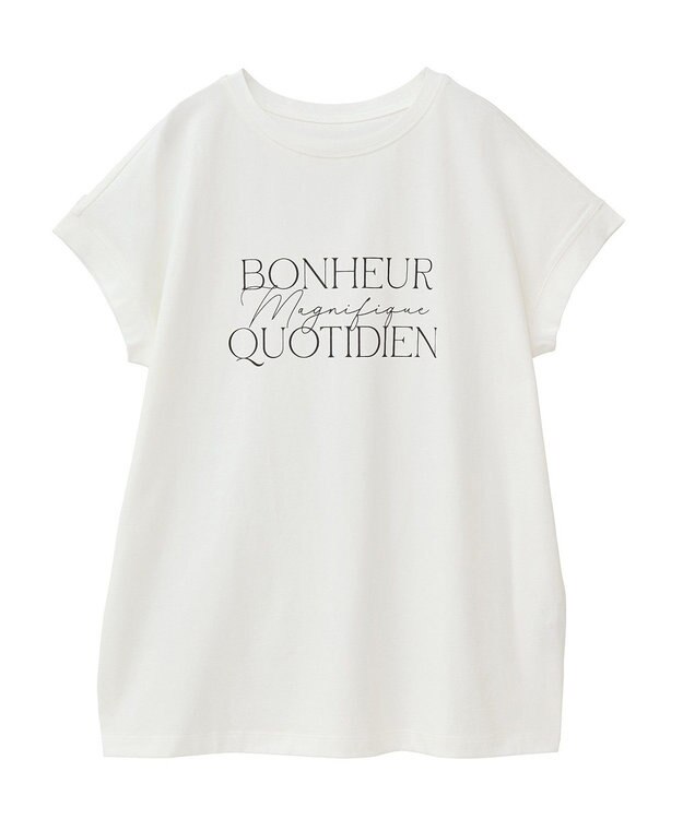 Green Parks フレンチスリーブ筆記体ロゴチュニック Off White