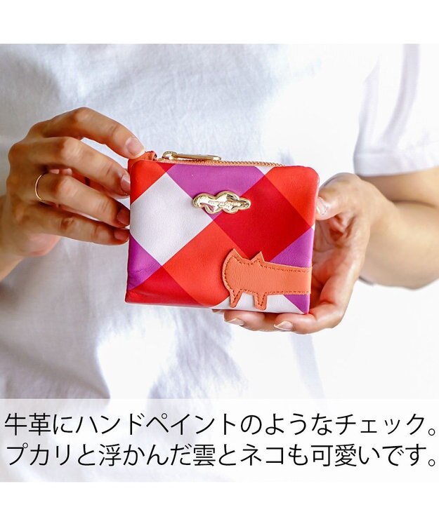 tsumori chisato CARRY くもネコチェック 財布 折り財布 ミニ財布 ピンク