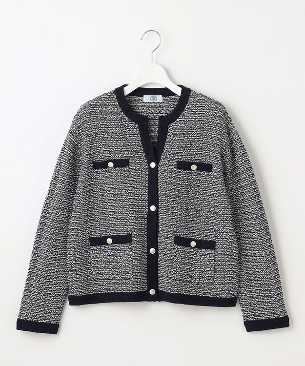 J.PRESS LADIES 【洗える】DAILY TWEED ニット アウター ネイビーミックス系