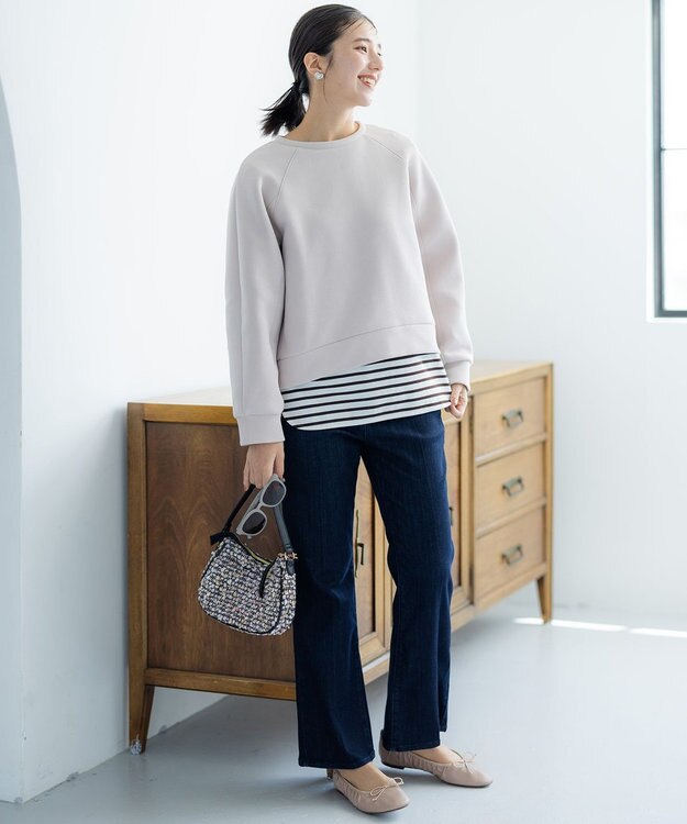 組曲 L ダンボールジャージー ショート丈プルオーバー ローズ系