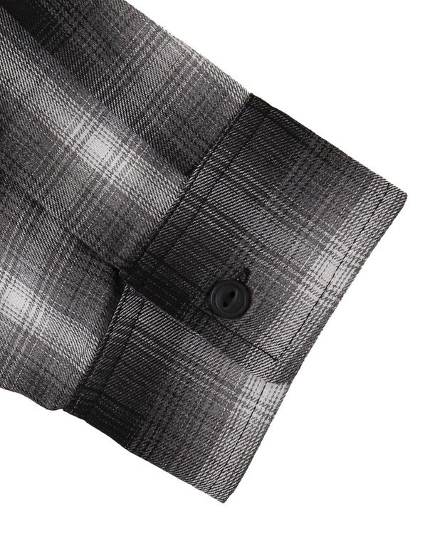 WEGO オンブレチェックフードシャツ（LS） ブラックチェック1