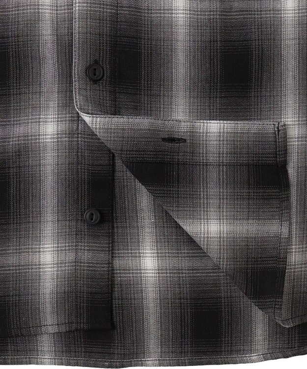 WEGO オンブレチェックフードシャツ（LS） ブラックチェック1