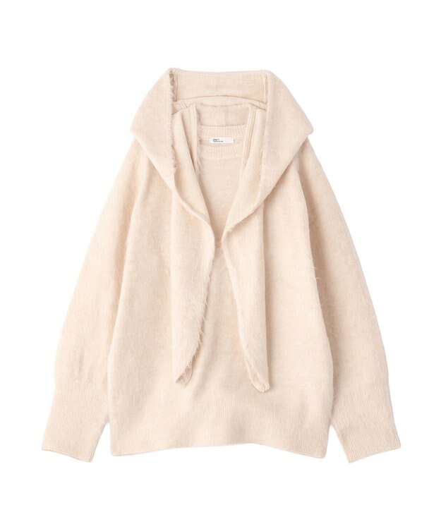 CRAFT STANDARD BOUTIQUE フードストール付きニットプルオーバー Ivory