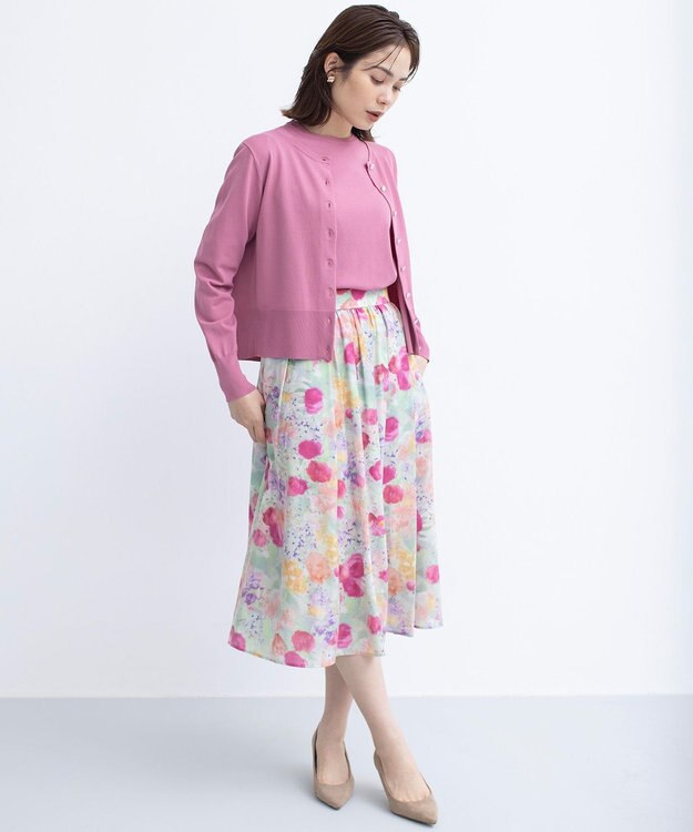 組曲 S 【UVケア・接触冷感】MINA 6分袖ニットプルオーバー ピオニーピンク系