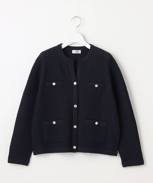 J.PRESS LADIES 【洗える】DAILY TWEED ニット アウター ネイビー系