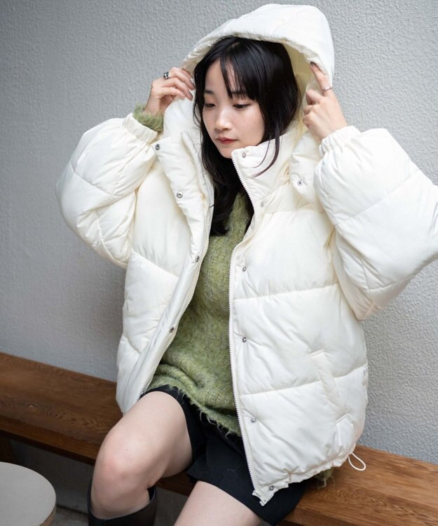 WEGO 【フード取り外し可能】2WAYパテッドジャケット オフホワイト