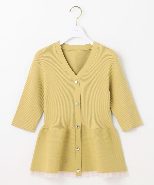 ANY SIS S シアーフリルペプラム ニット イエロー