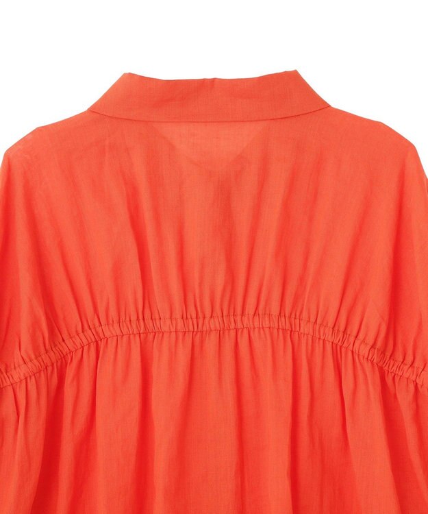 YECCA VECCA 綿麻シアーボリュームギャザーシャツ Orange