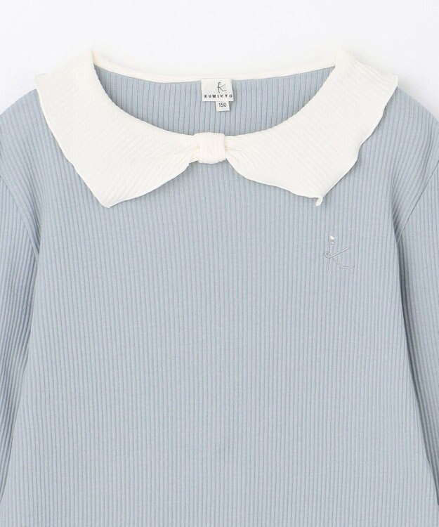 組曲 KIDS 【150-160㎝】リブリボン トップス サックスブルー系