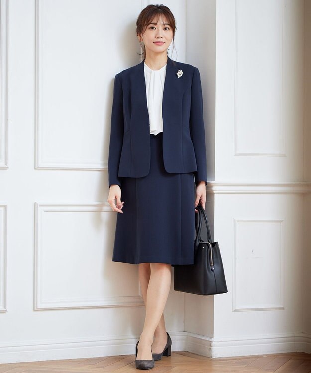 J.PRESS LADIES 【洗える】セラテリーダブルクロス フレアー スカート ネイビー系