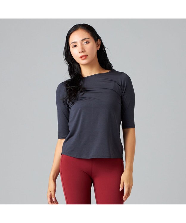 Chacott Chacott BALANCE ドライストレッチデザインTシャツ ダークグレー杢