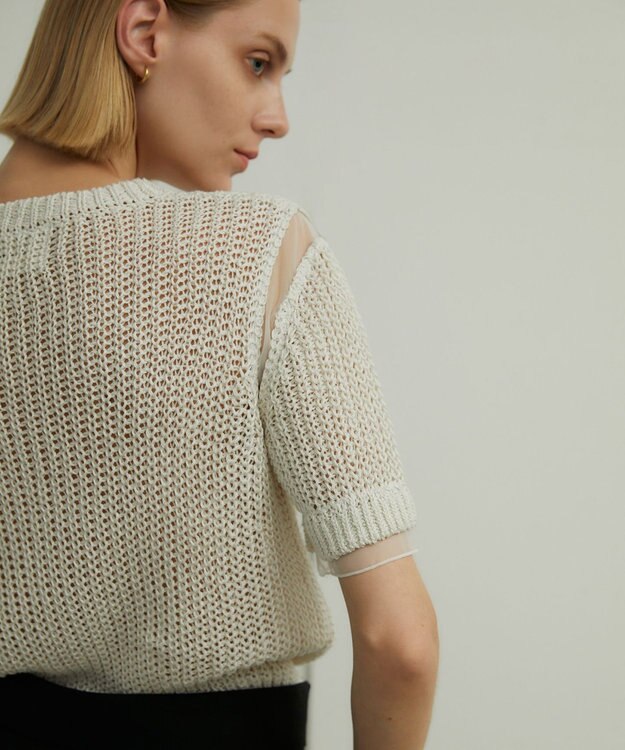 BEIGE， OLIVIER / 半袖ニット Ecru