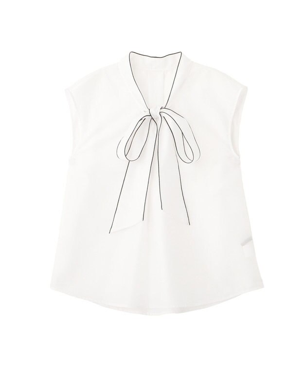 YECCA VECCA シアーボウタイブラウス Off White