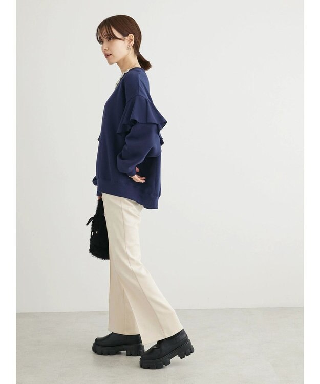 Green Parks ・ＳＵＧＡＲ　ＳＰＯＯＮ　ラッフルショルダースウェット Navy