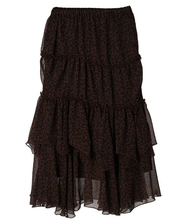 AMERICAN HOLIC 丈違いティアードフリルギャザースカート Brown