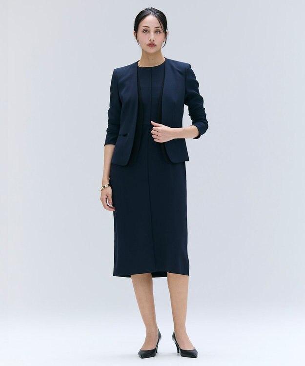 BEIGE， 【洗える・VERY NaVY 11月号掲載】CINDY / ダブルカラージャケット Navy x Black