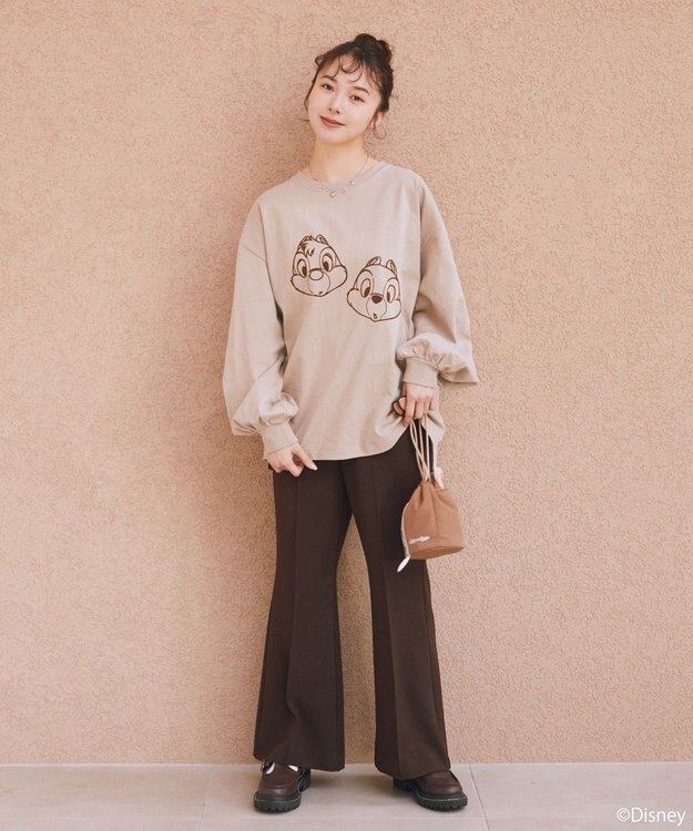 earth music&ecology 【予約】【綿100％】Disney/アソートプリントロンTEE ブラウン