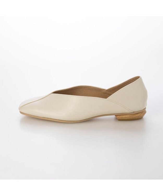 MODE ET JACOMO <carino>スクエアトゥフラットパンプス ホワイト