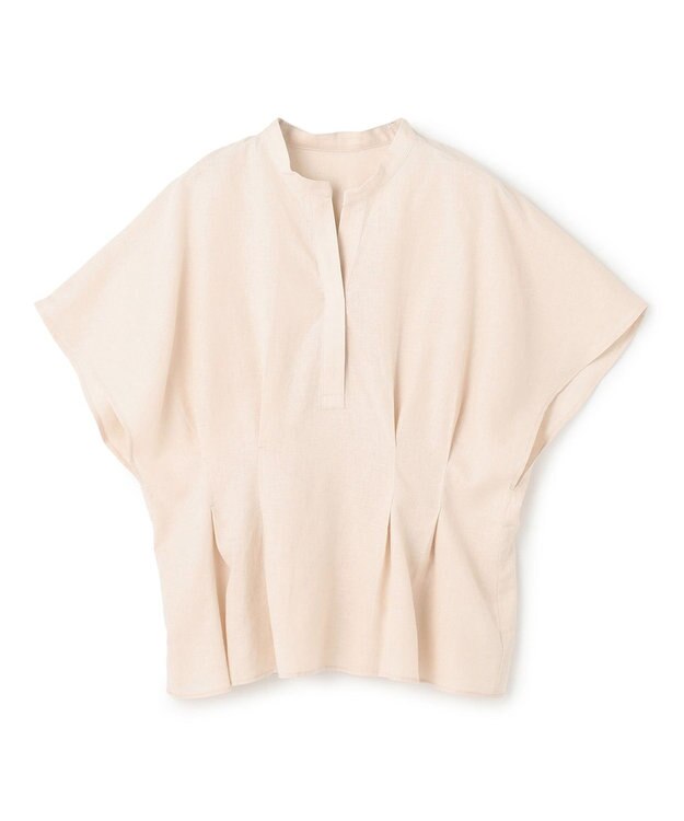 UNFILO リネンレーヨン タックブラウス ベージュ