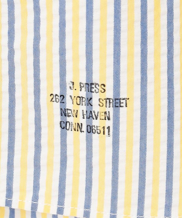 J.PRESS MEN 風が通るシアサッカーの清涼感【吸水速乾 / 高通気性】【クールマックス】サッカーストライプ シャツ / B.D. イエロー系1