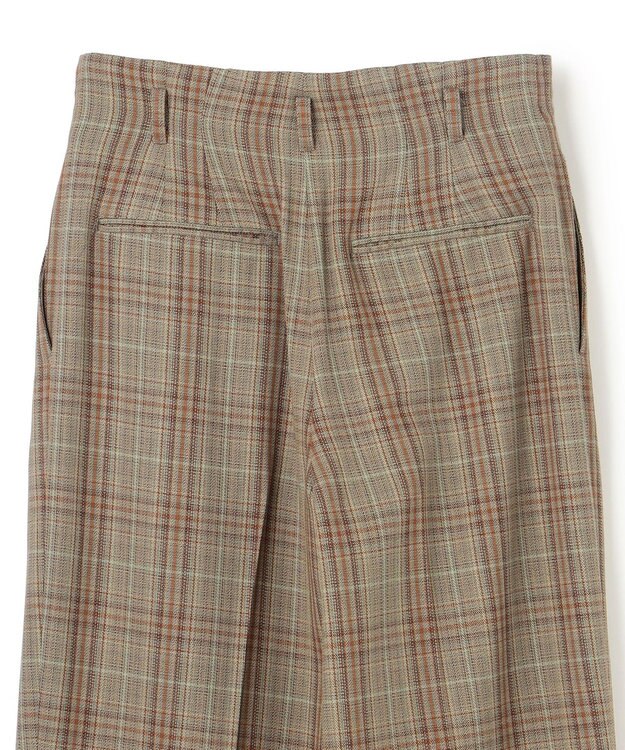 BEIGE， SELMA / チェックウールハイウエストタックパンツ Camel × Nude