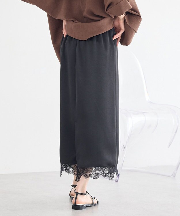 earth music&ecology サテンレーススカート Black